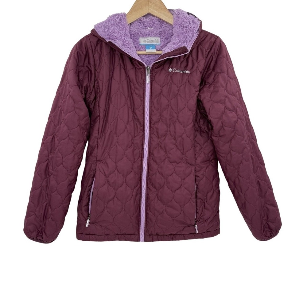 Columbia Girl's Bella‎ Plush Winter Snow Jacket Quilted Sherpa Line Purple Sz L